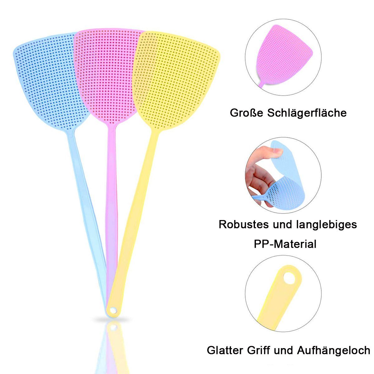 JedBesetzt Fliegenwedler Fliegenklatsche, flexibel, manuell, für Fliegen, Mücken und Insekten
