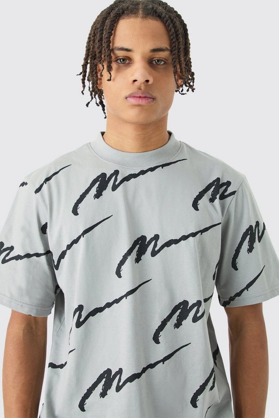 Man Signature Slim-Fit Shorts-Set mit Print