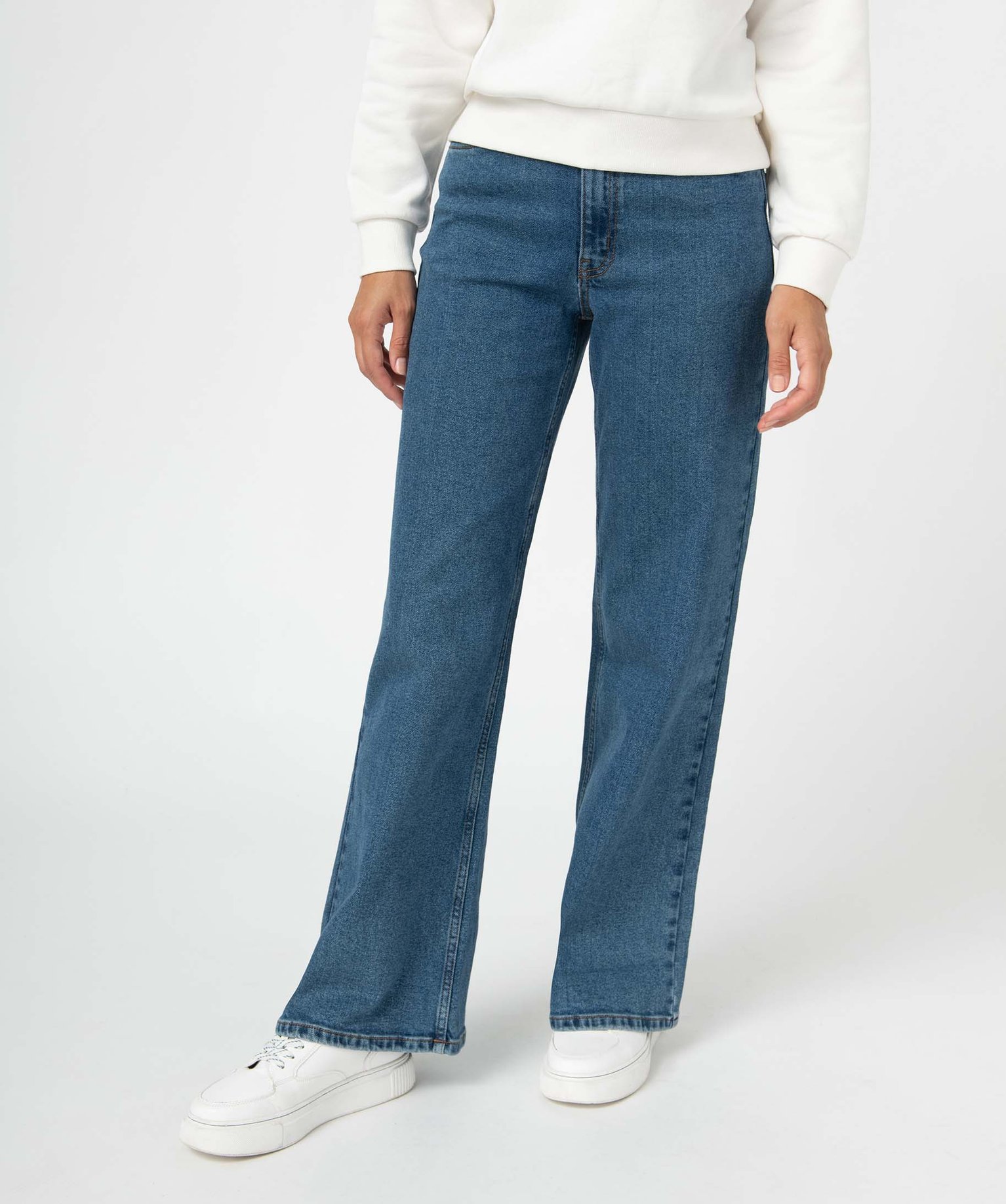 Jean femme wide leg taille haute stone | GEMO
