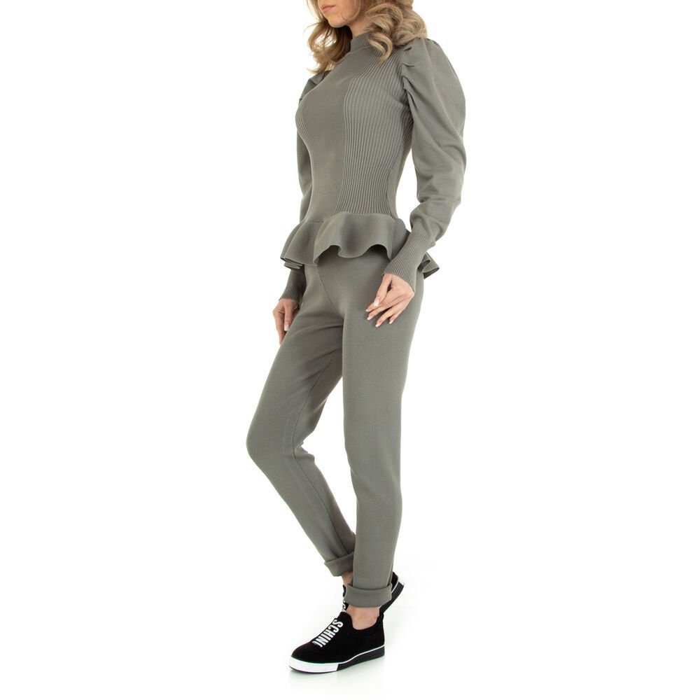 Ital-Design Freizeitanzug Damen Freizeit, Stretch Zweiteiler in Khaki