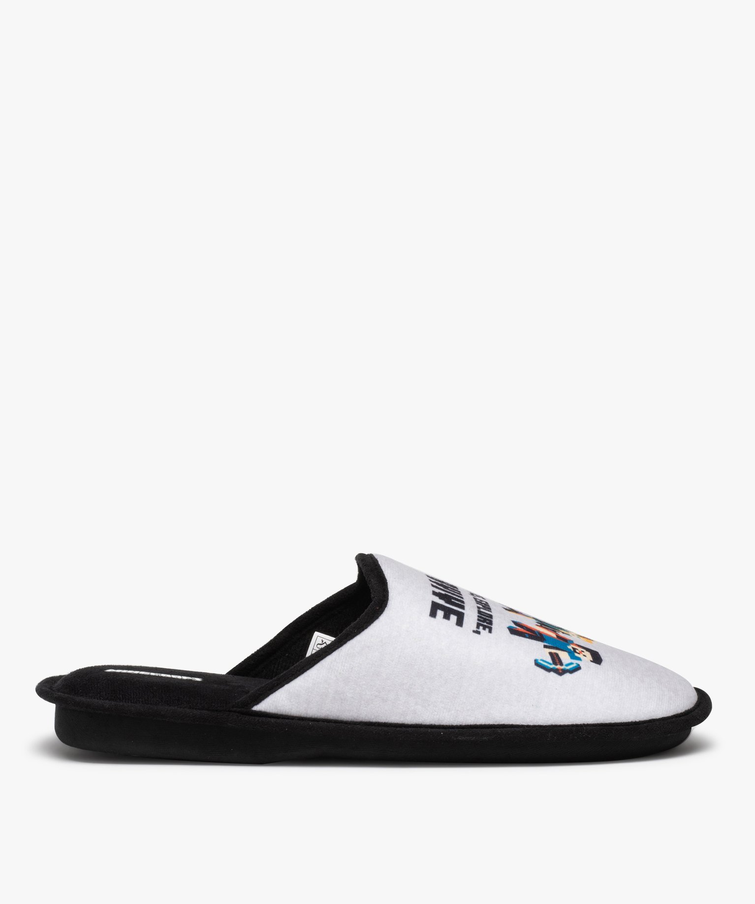 Chaussons homme mules en velours imprimé - Minecraft gris | GEMO