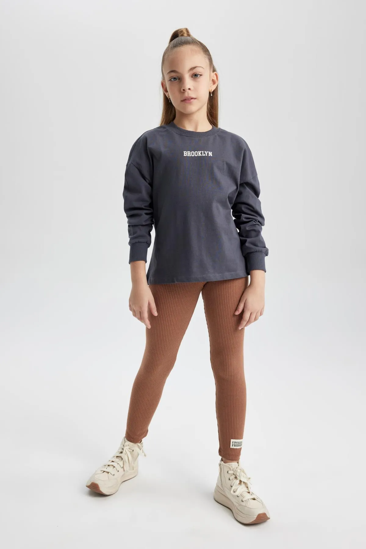 DeFacto  Lange gerippte Camisole-Strumpfhose für Mädchen