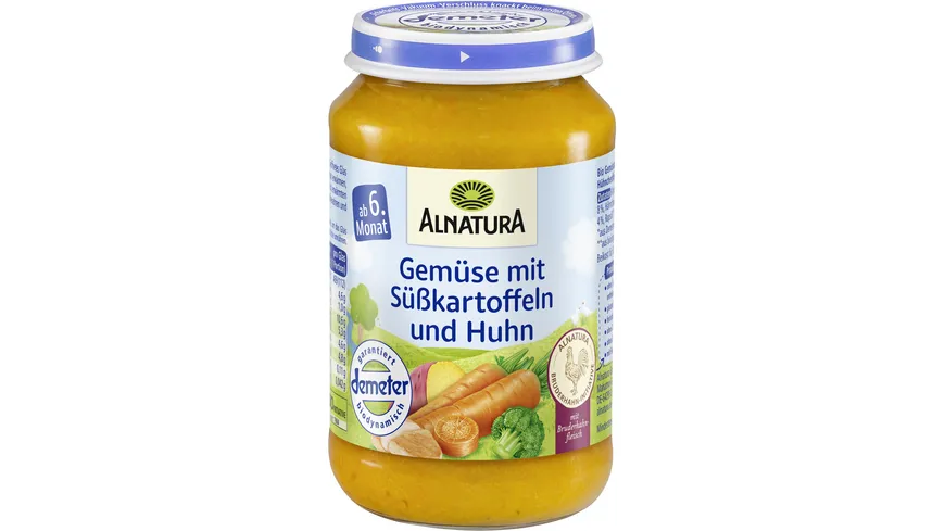 Alnatura Bio Gemüse-Süßkartoffel-Huhn, Babygläschen (ab 6. Mon.) 190 g