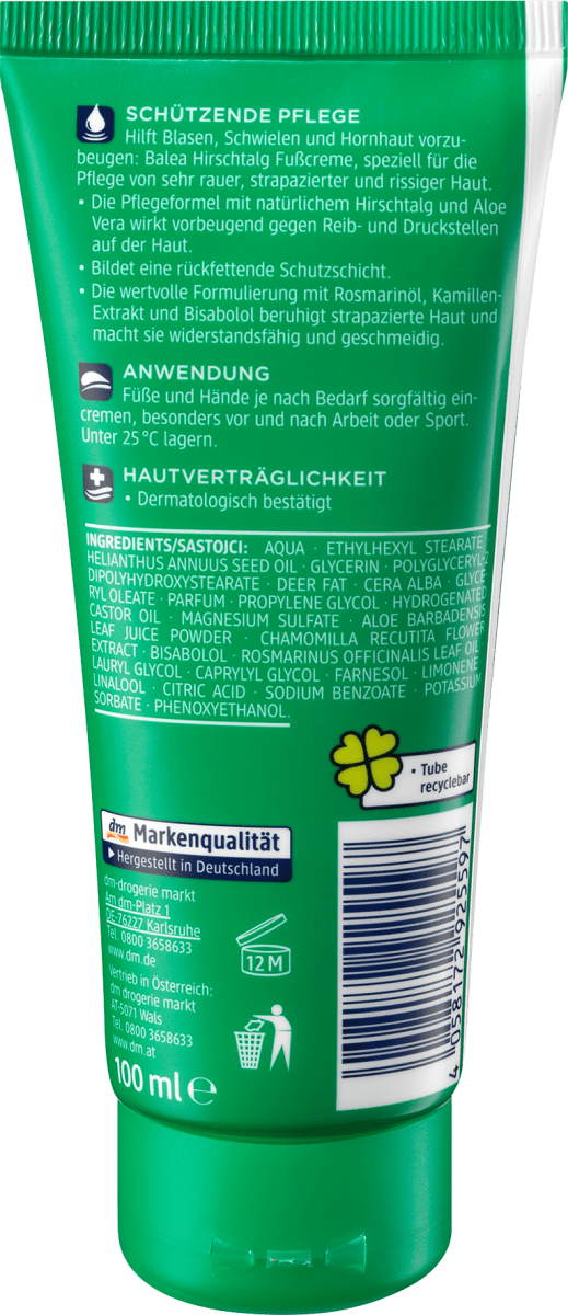 Fußcreme Hirschtalg, 100 ml