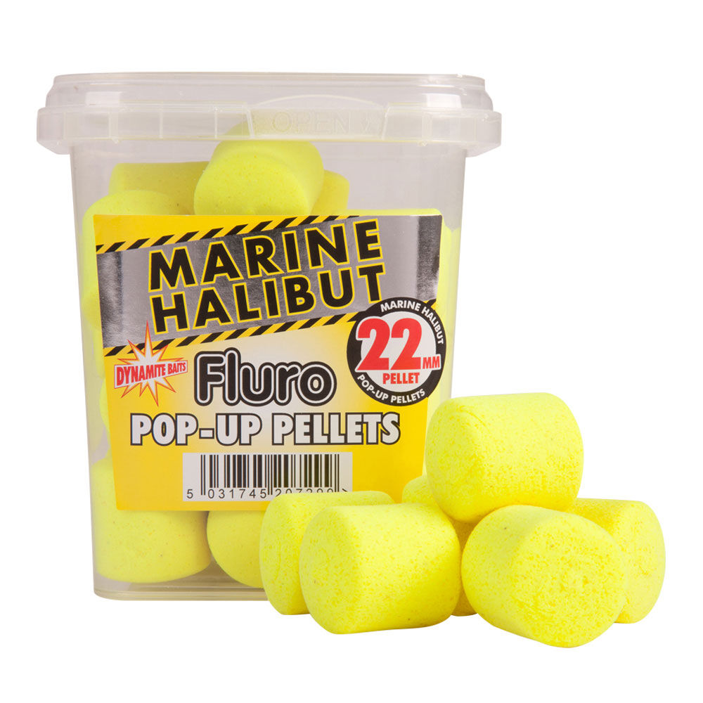 Dynamite Baits Fluro Pop Up Keltainen Marine Halibut 22mm Pellet