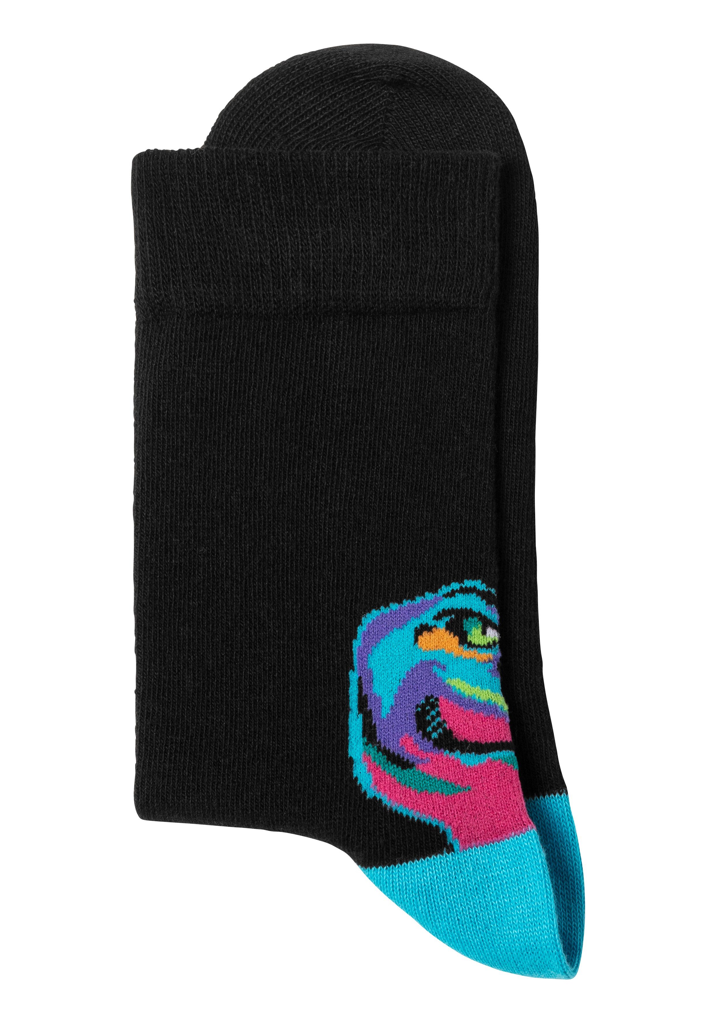 H.I.S Freizeitsocken (Packung, 5-Paar) mit farbenfrohen Dino Motive über der Ferse