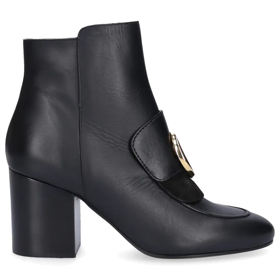Chloé - Stiefeletten CH33218A Kalbsleder Logo Metallisch schwarz - schwarz