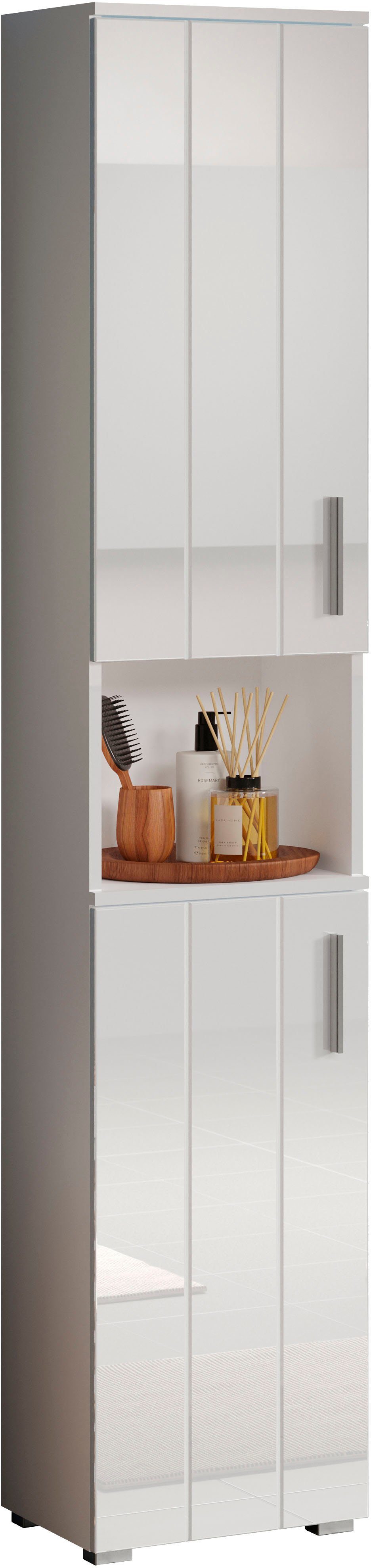 welltime Hochschrank Prag (1-St) Badmöbel mit wechselbarem Türanschlag, Breite 37cm