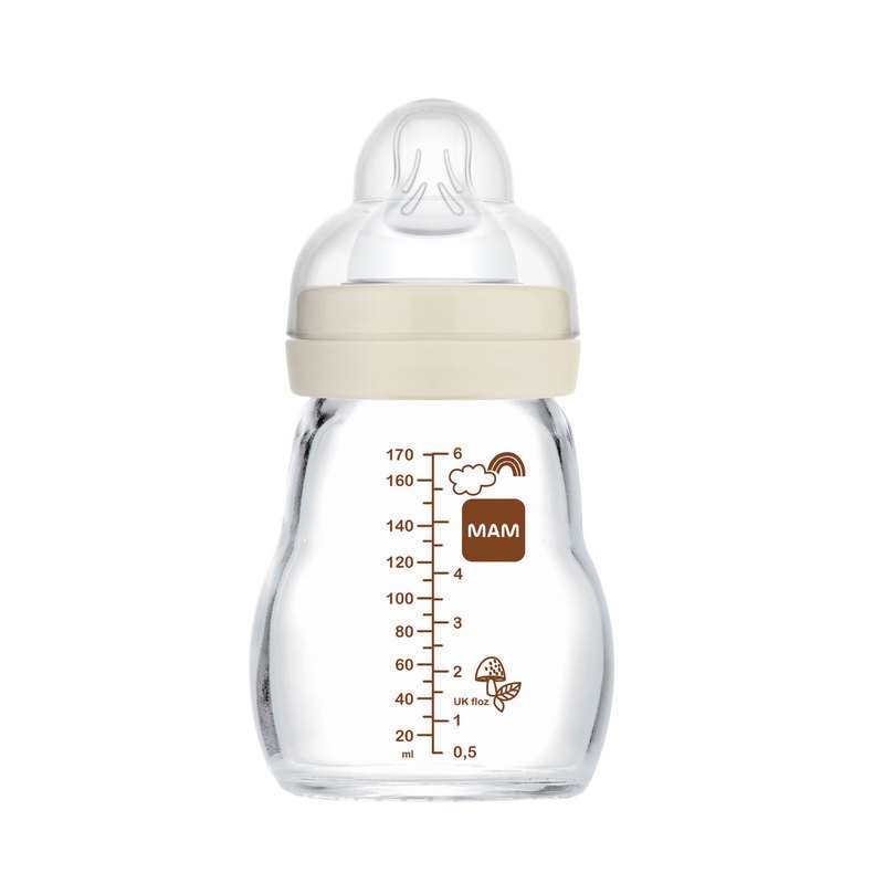 Biberon en verre 170 ml beige MAM