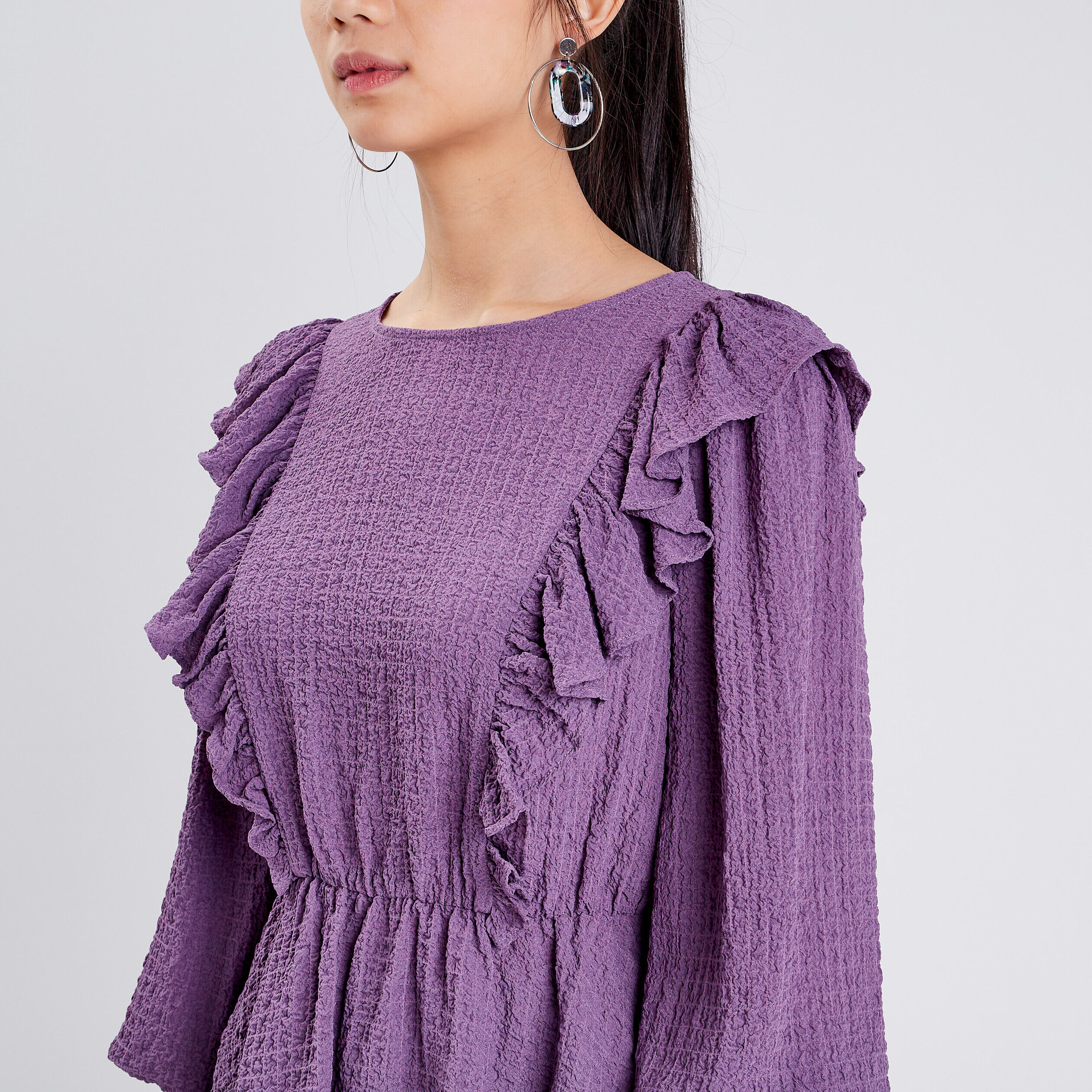 Blouse manches longues violet femme | Cache Cache