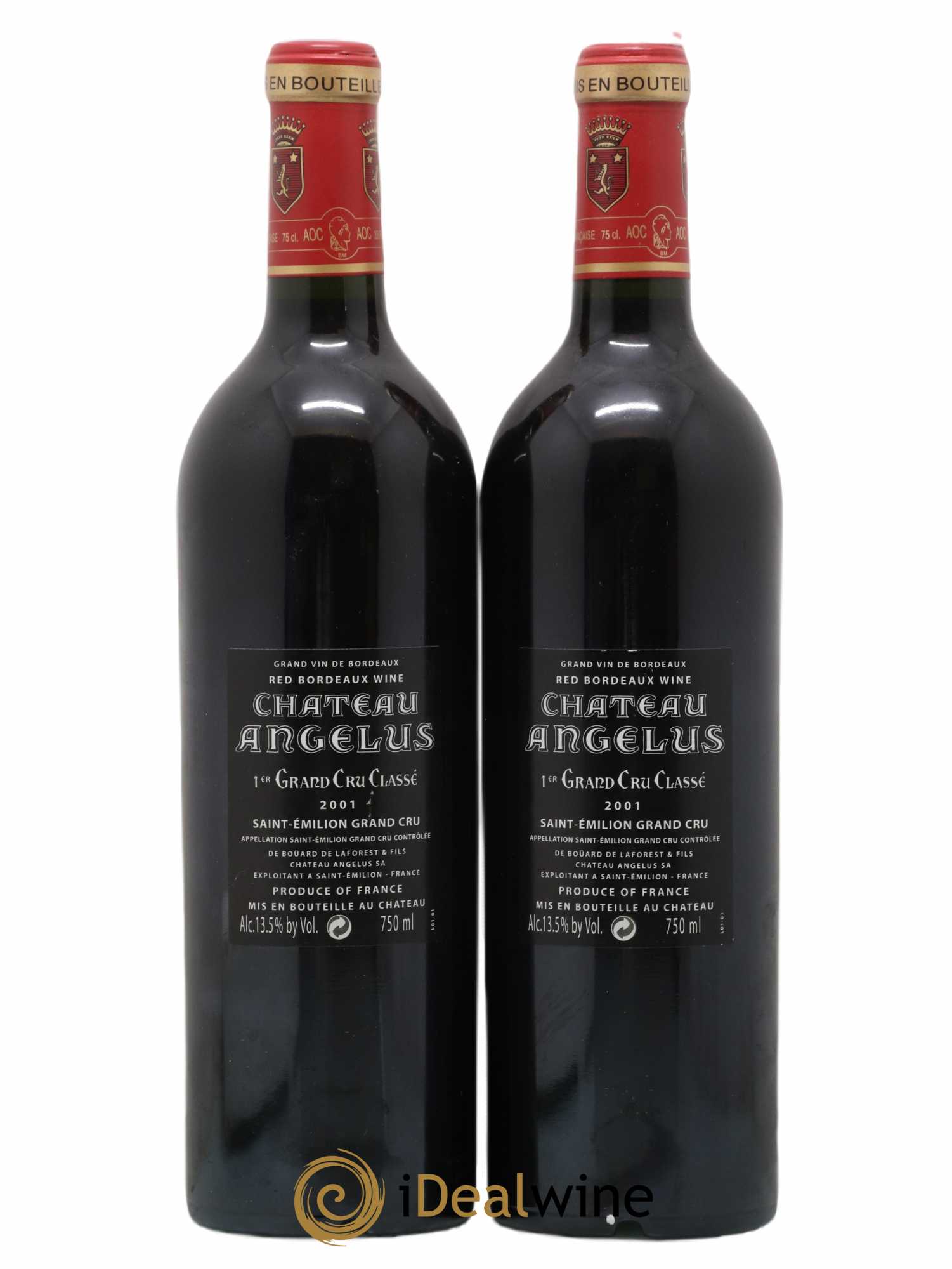 Château Angélus 1er Grand Cru Classé A  2001 - Lot de 2 Bouteilles