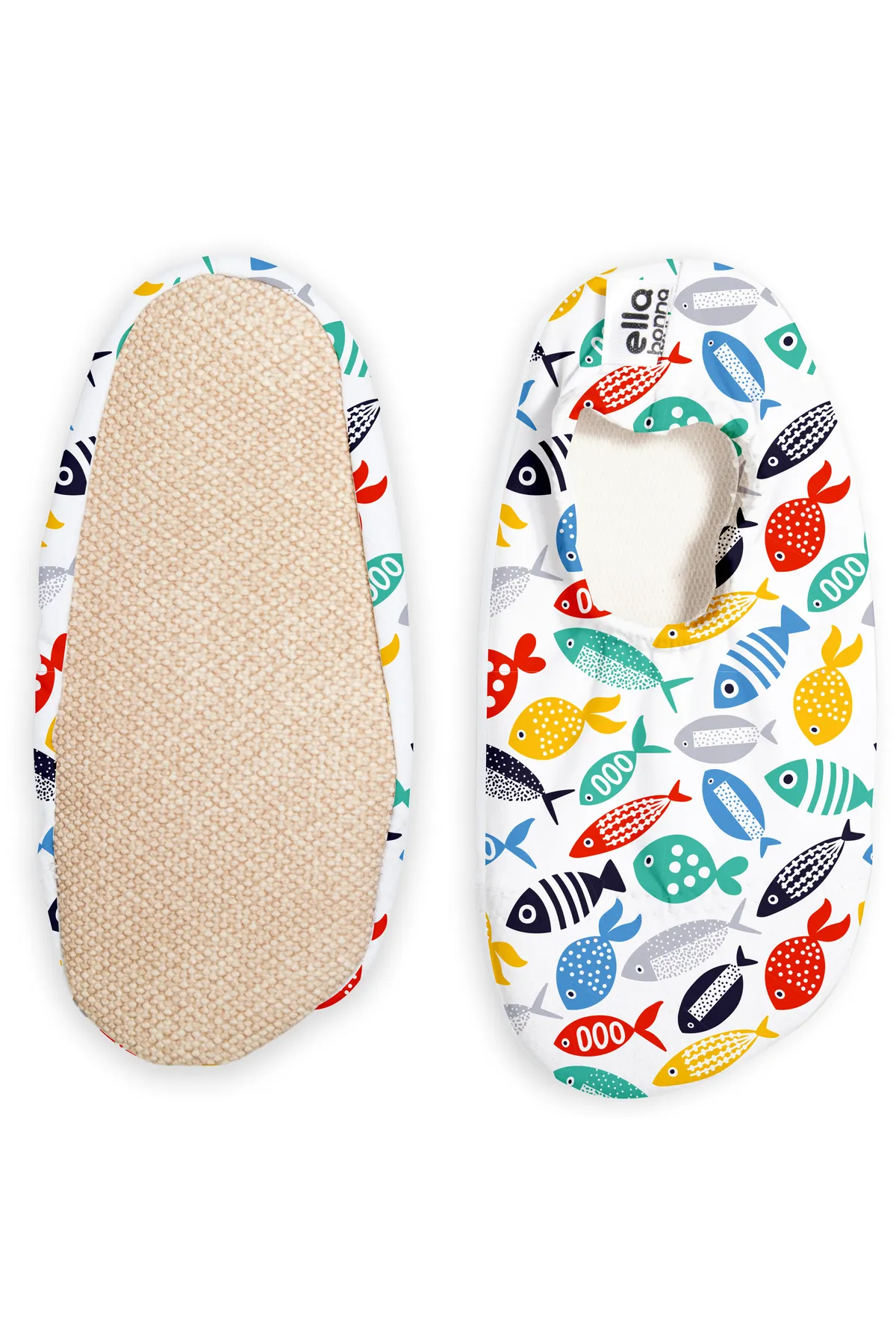 Ella Bonna  Anti-Rutsch-Sohle, Unisex-Baby, Kinder-Meeresschuhe, Pool-Hausschuhe, bunte Fische