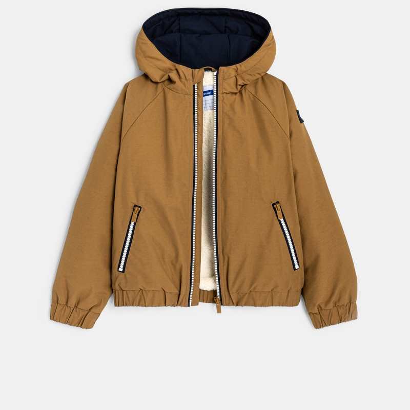 Blouson doublé à capuche marron garçon