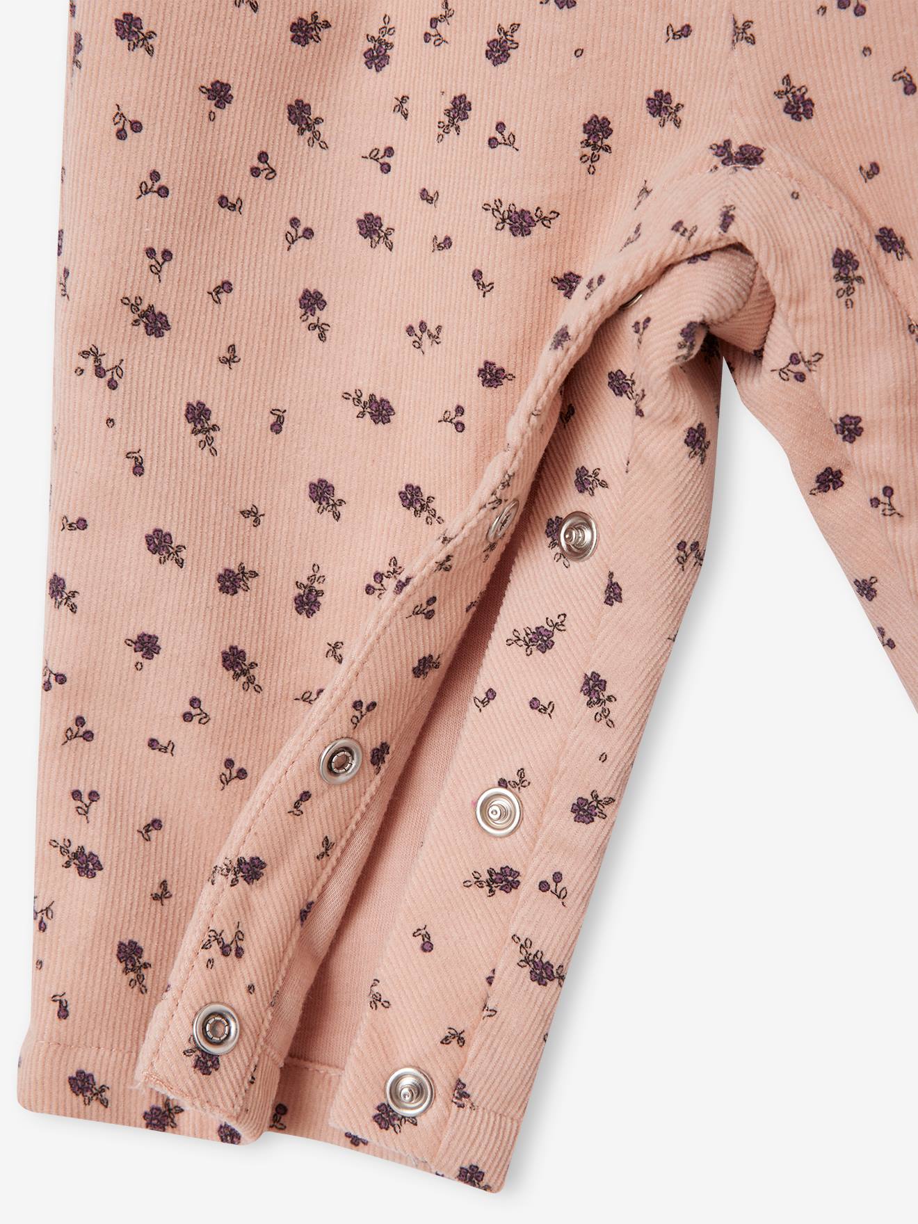 Vertbaudet Baby Latzhose aus bedrucktem Cord - pudrig rosa
