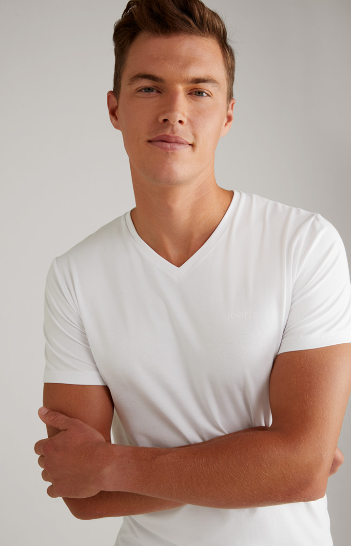2er-Pack Modal-Baumwoll-Stretch T-Shirts in Weiss