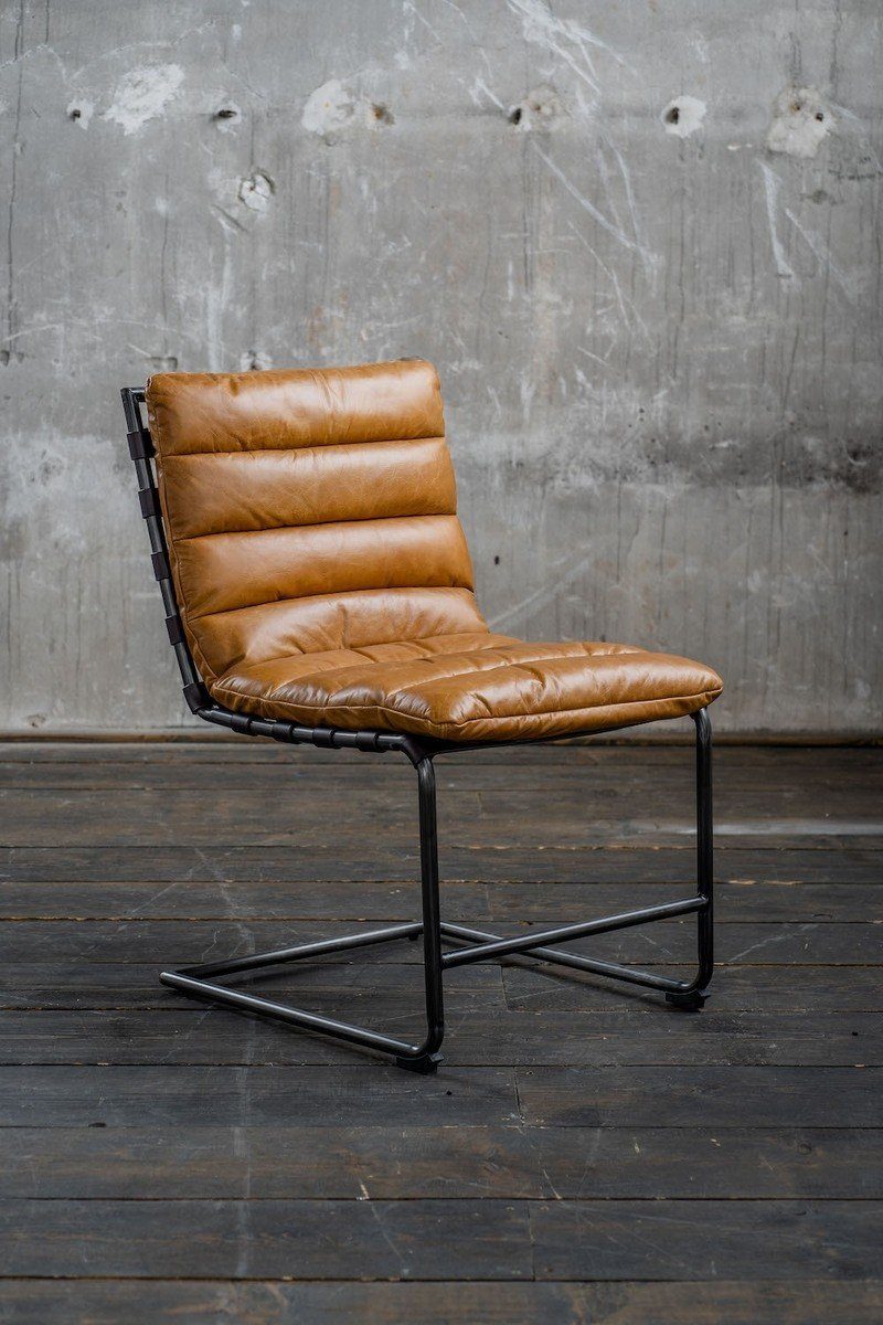 KAWOLA Esszimmerstuhl SIRY, Stuhl Freischwinger Leder cognac