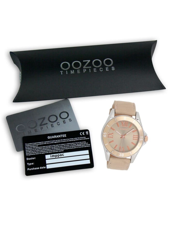 Oozoo Analog-Armbanduhr Oozoo Vintage Series beige, rosa groß (ca. 45mm) günstig kaufen onesize