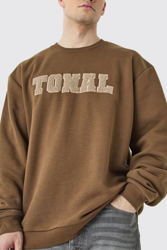 Tall Oversize Borg-Sweatshirt mit Applikation