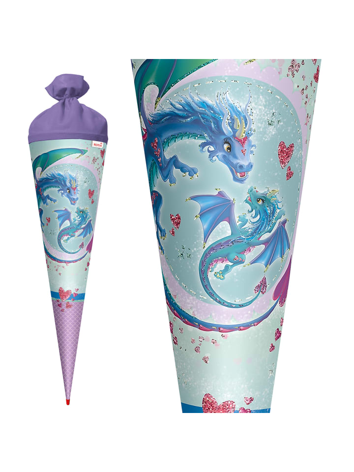 ROTH Schultüte groß Drachenliebe 70 cm, Glitter in Hellblau günstig kaufen onesize