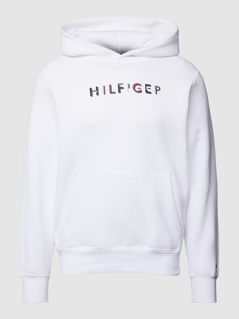 Hoodie mit Label-Print in weiß