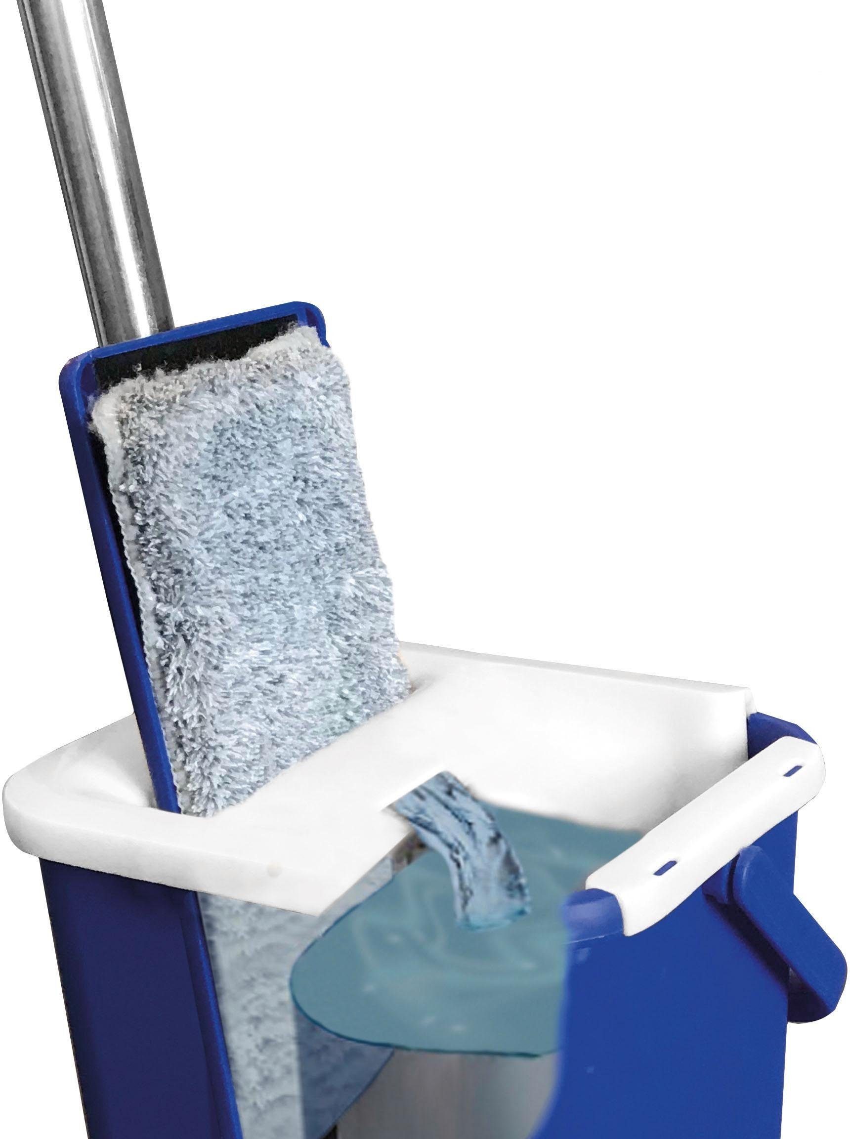 MediaShop Bodenwischer-Set Livington Touchless Mop, inkl. Doppeleimer und Mikrofaserpad, 2,7 Liter