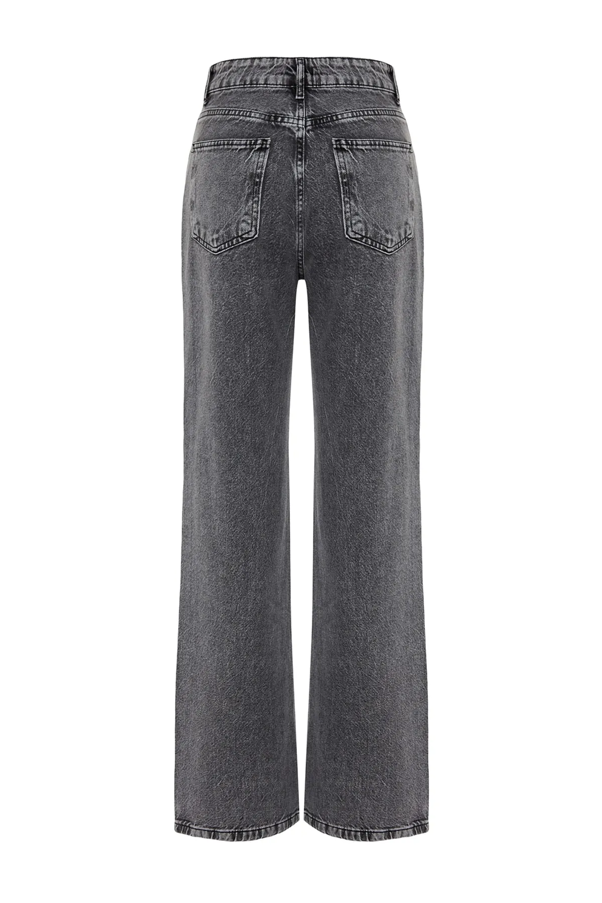 Trendyol Collection  Graue Jeans mit hoher Taille und weitem Bein TWOAW24JE00073