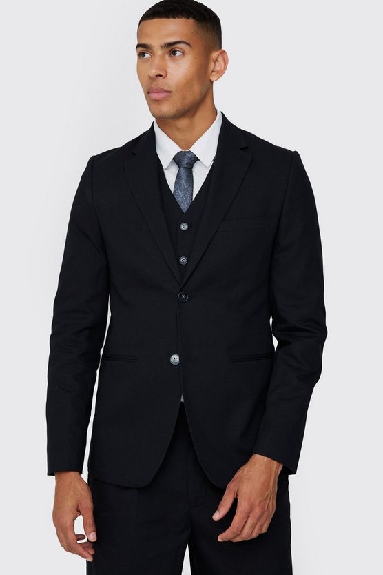 Mix & Match Slim-Fit Blazer aus Leinen-Mischung