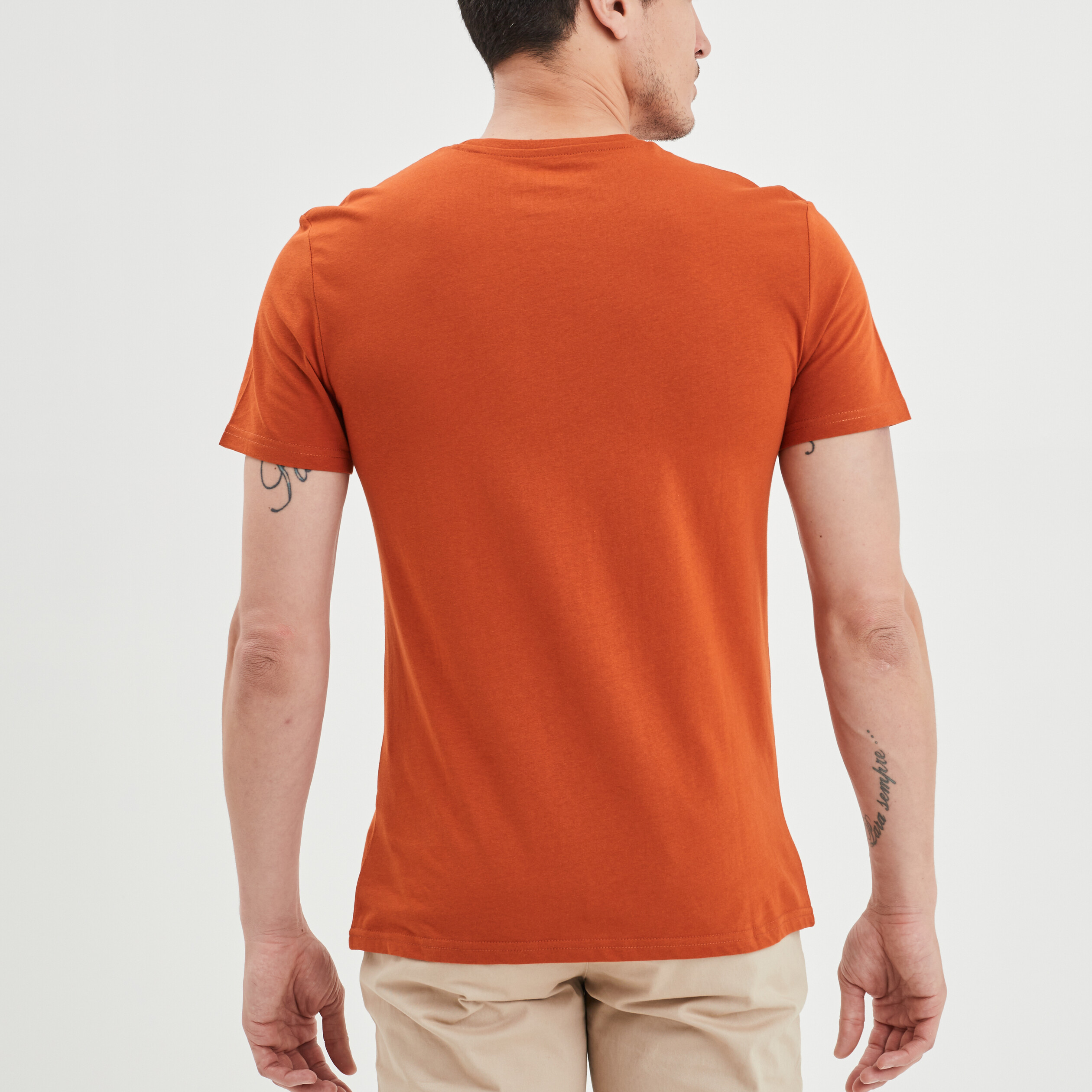 T-shirt en coton manches courtes orange foncé homme | La Halle