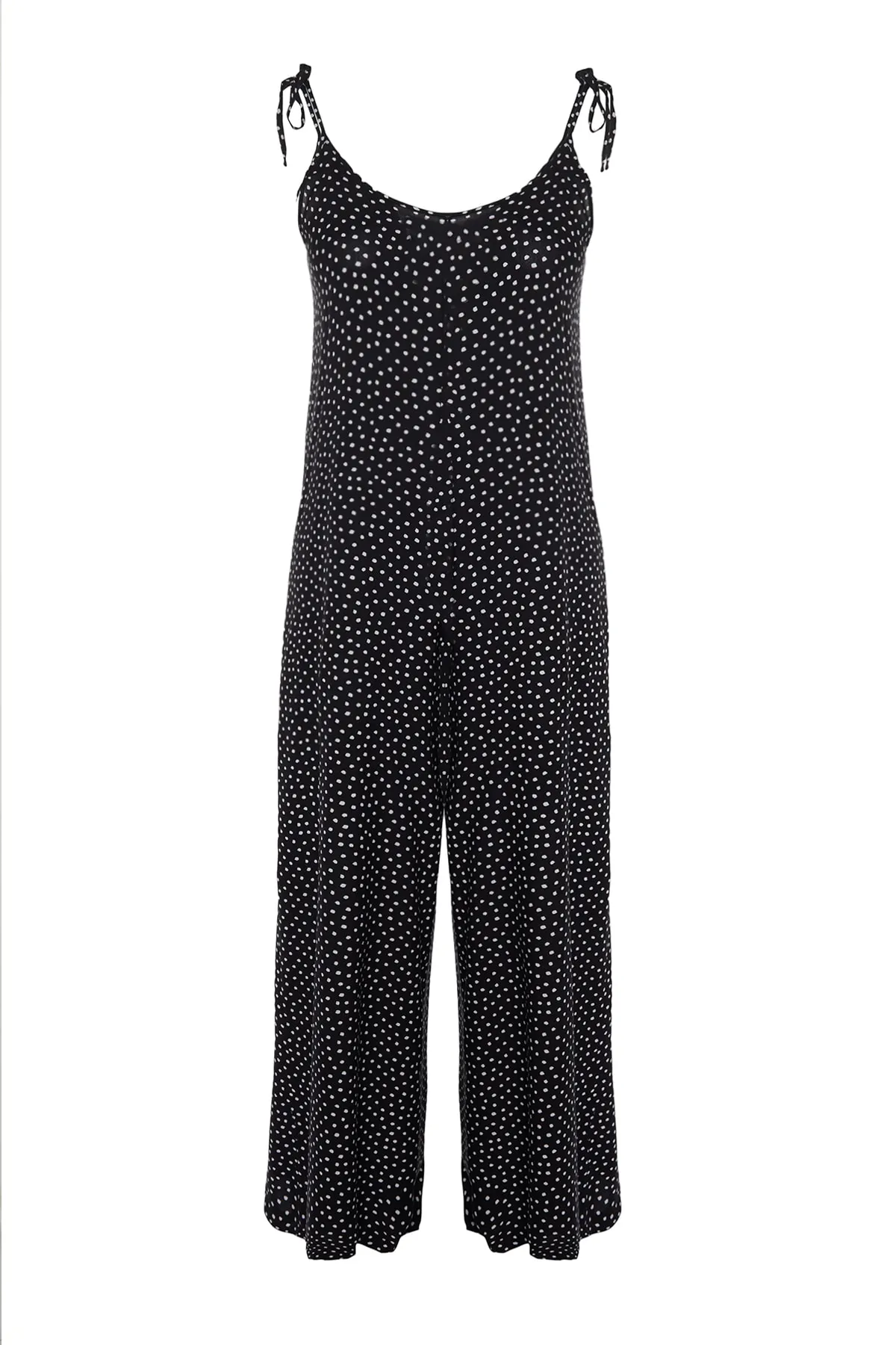 Trendyol Curve  Schwarzer, gewebter Overall mit Blumenmuster TBBSS23BG00002