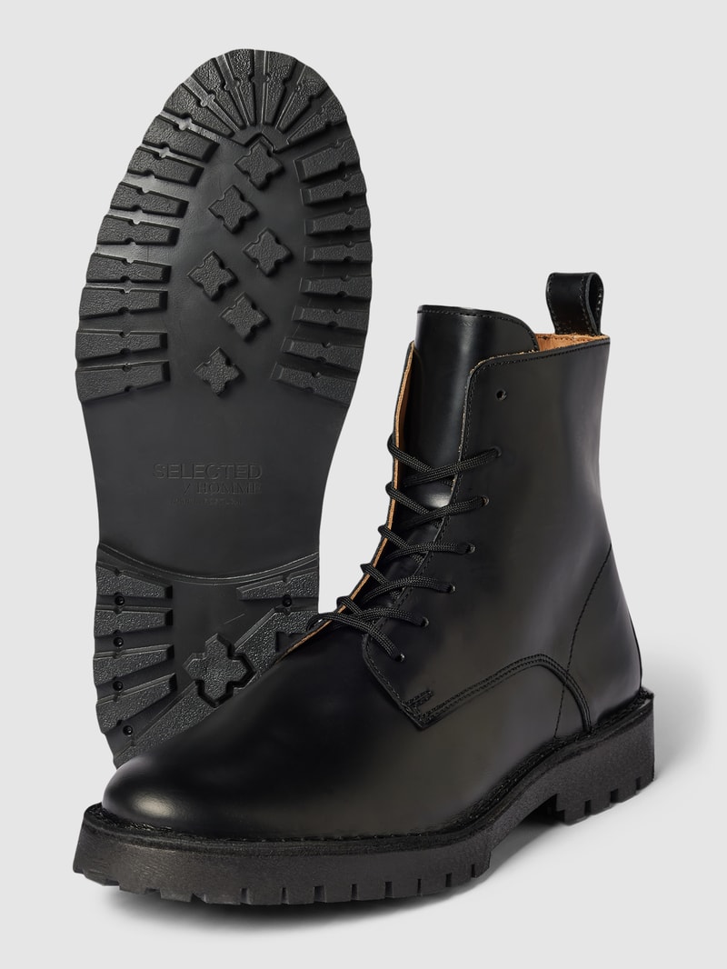Schnürboots aus Leder Modell 'RICKY' in schwarz