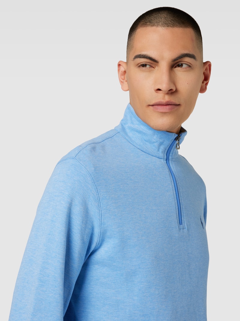 Sweatshirt mit Viskose-Anteil und kurzem Reißverschluss in royalblau