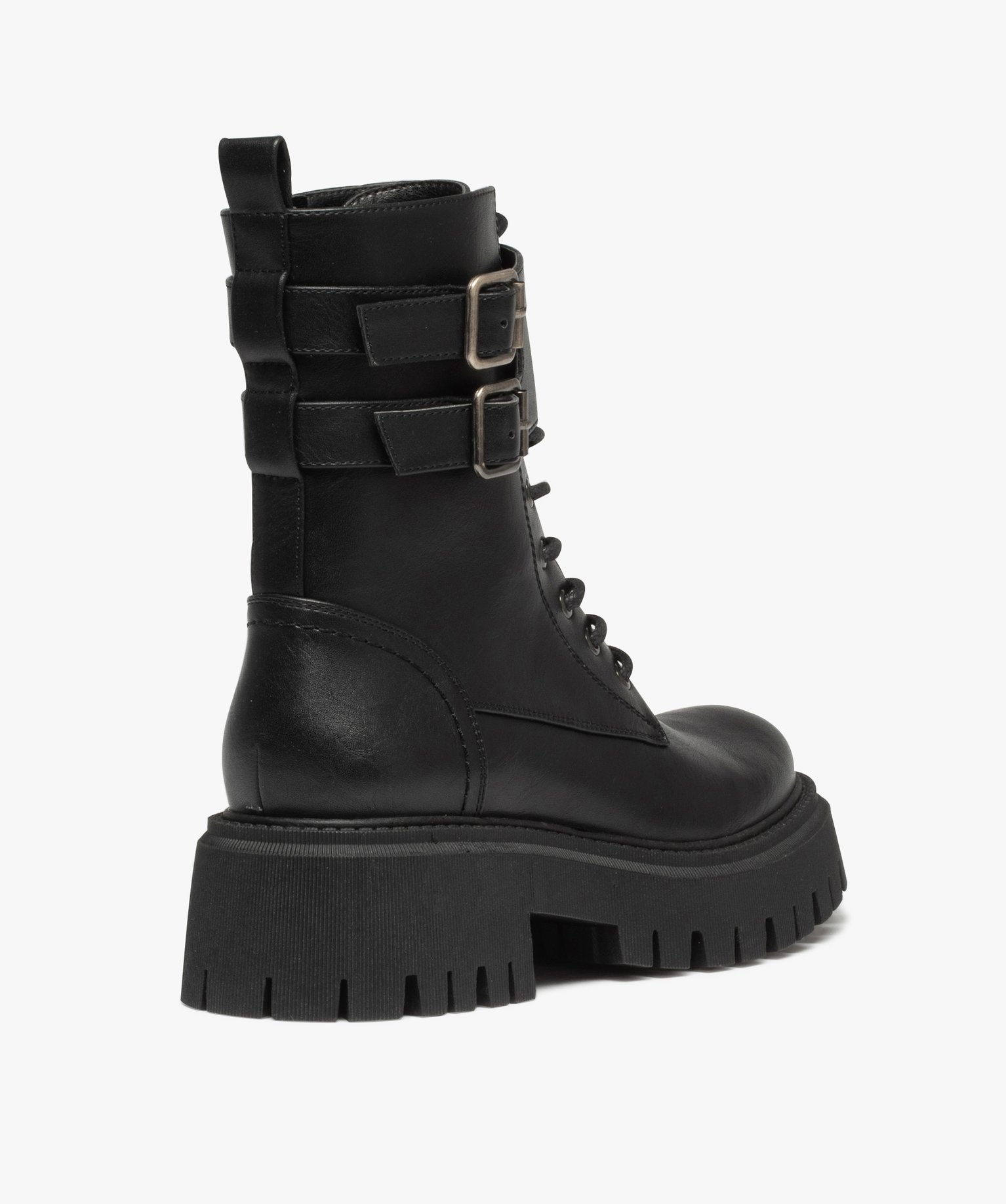 Boots rangers à épaisse semelle crantée femme noir | GEMO