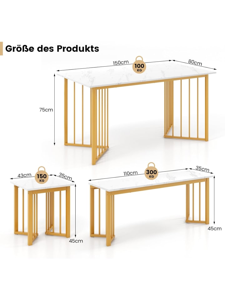 COSTWAY Esstisch Set 4-teilig in Weiß günstig kaufen onesize