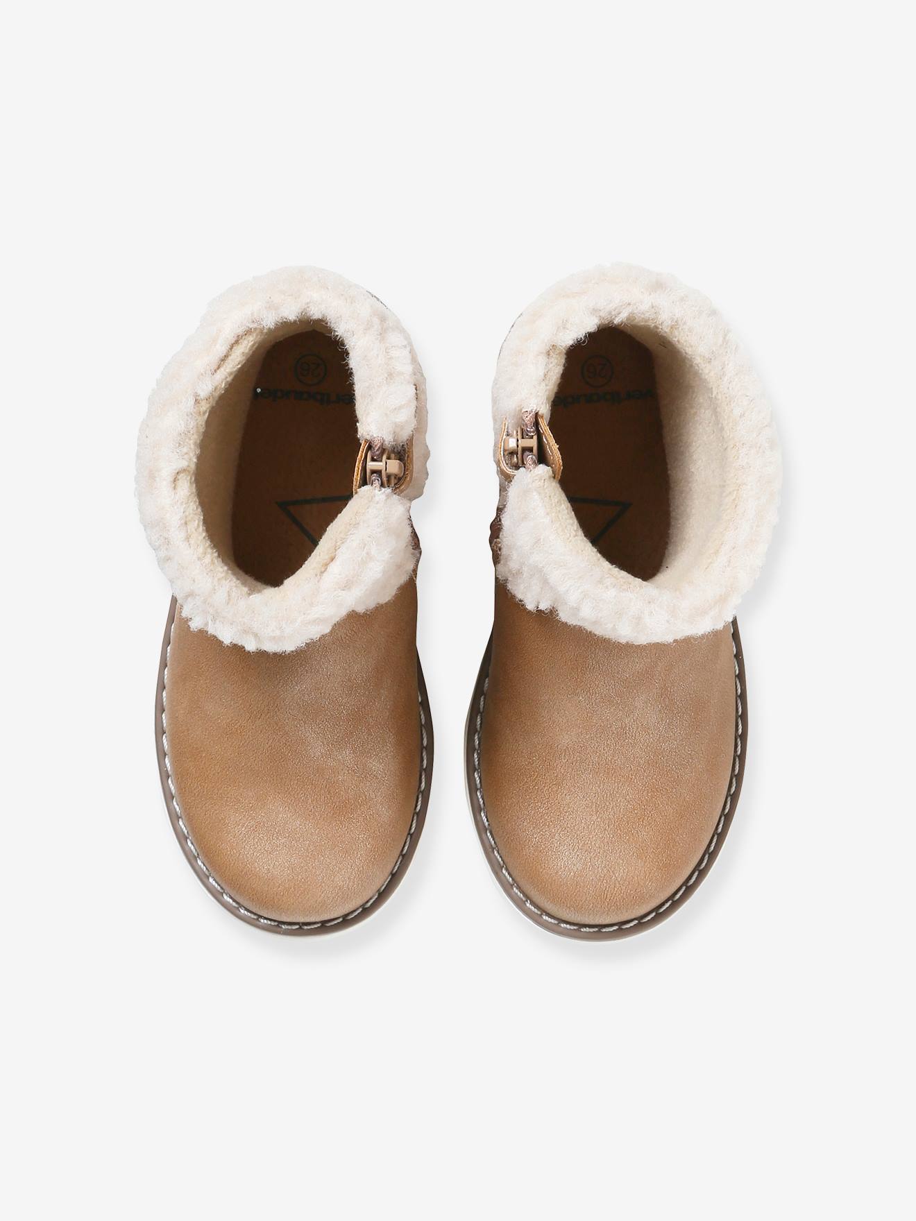 Boots fourrées zippées fille collection maternelle taupe