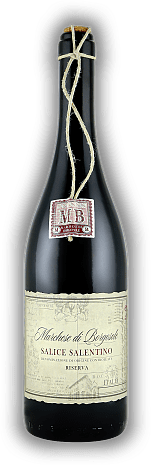 Marchese di Borgosole, Salice Salentino Riserva, DOC, 2019, Apulien  Marchese di Borgosole, Salice Salentino Riserva, DOC, 2019, Apulien  Harmonisch mit intensiven Beerenaromen und feiner Würze. Jahrgang 2019 - 0,75	 Liter - Vol 13,5%