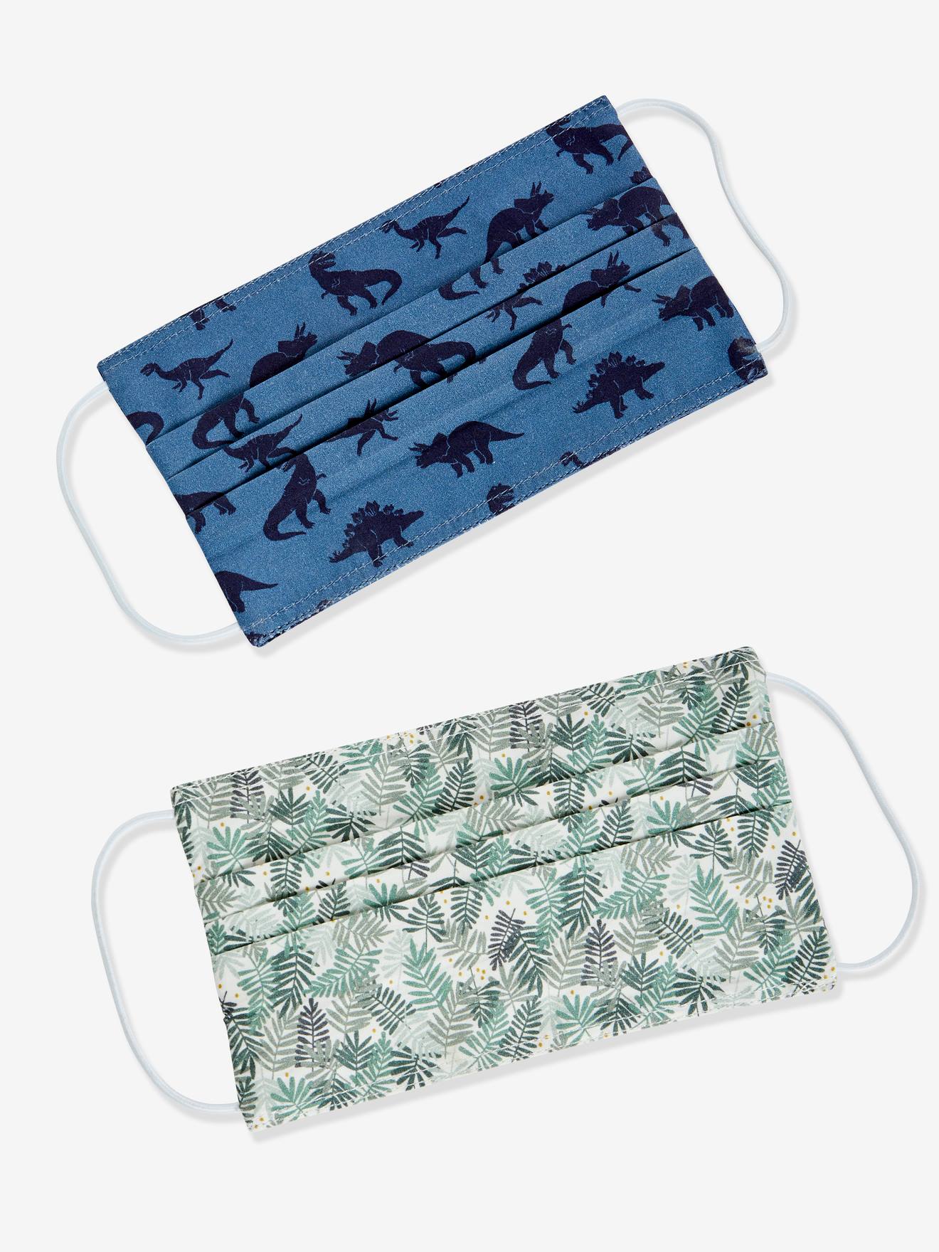 Lot de 2 masques lavables imprimés Catégorie 1 garçon bleu jean imprimé