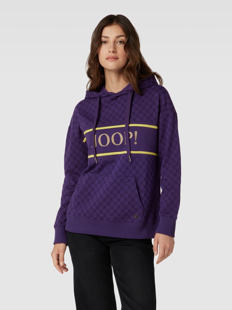 Hoodie mit Allover-Label-Print in lila