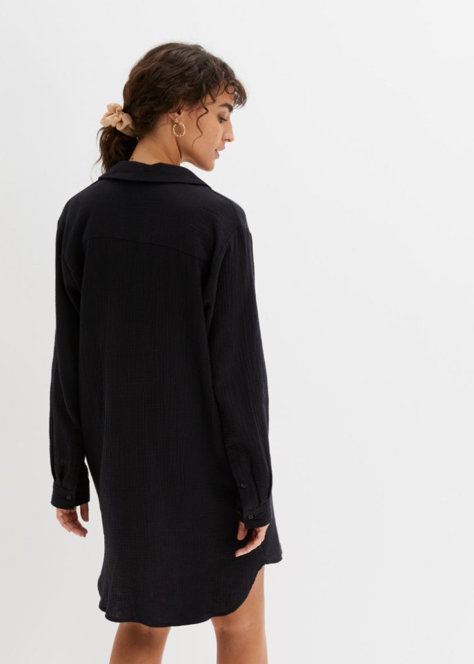 Musselin-Kleid mit Kragen aus nachhaltiger Baumwolle