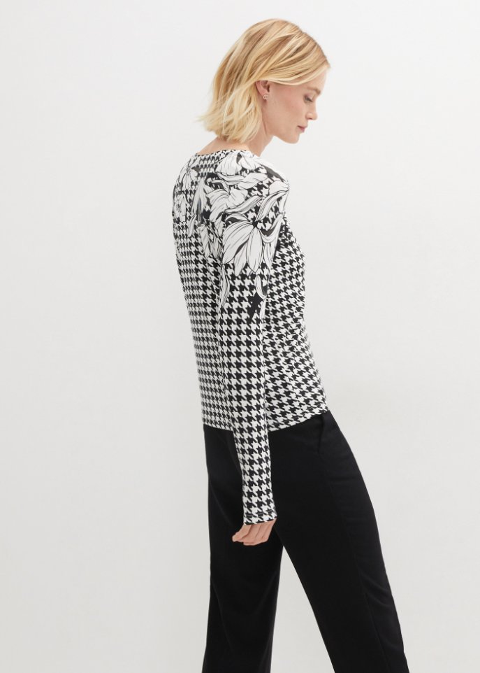 Langarmshirt im Hahnentritt-Design