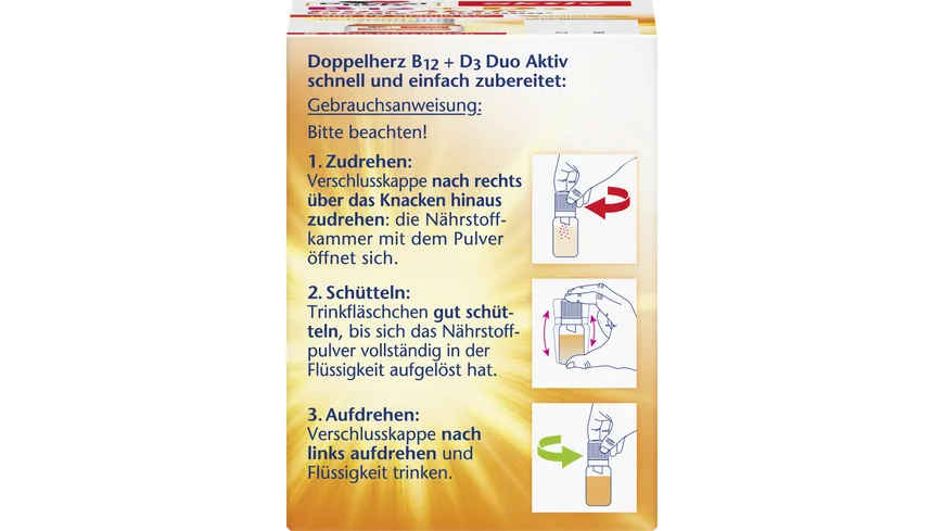 Doppelherz B12 + D3 Duo Aktiv Energie + Immun 8 Trinkfläschchen