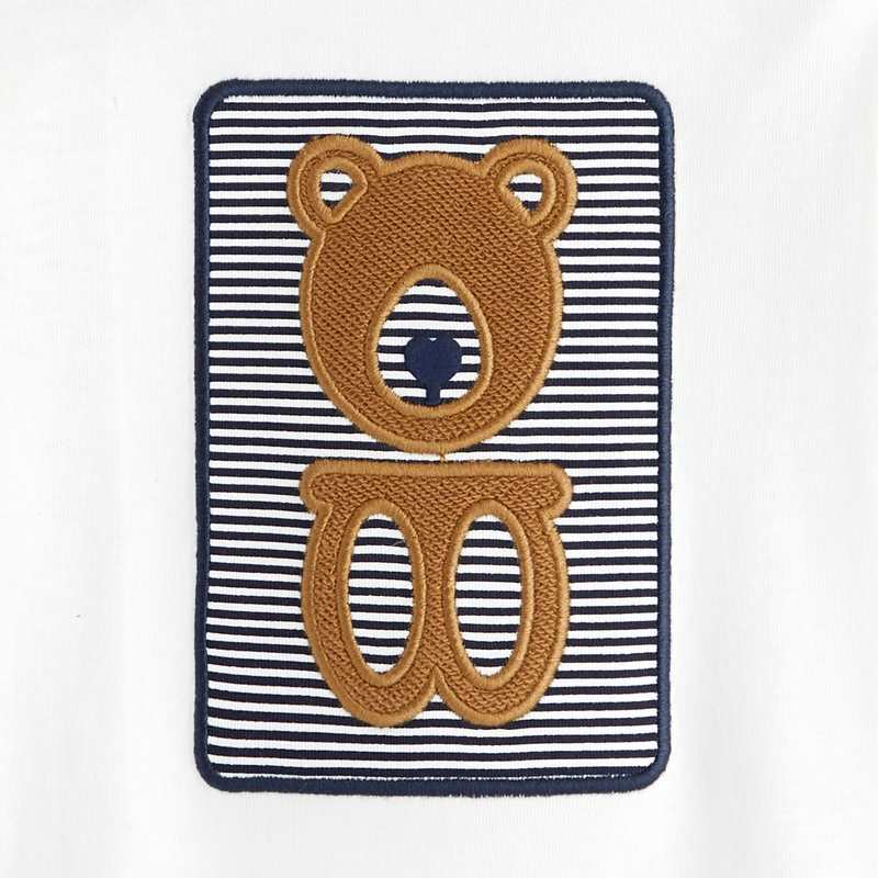 T-shirt ours brodé coton fantaisie blanc bébé garçon