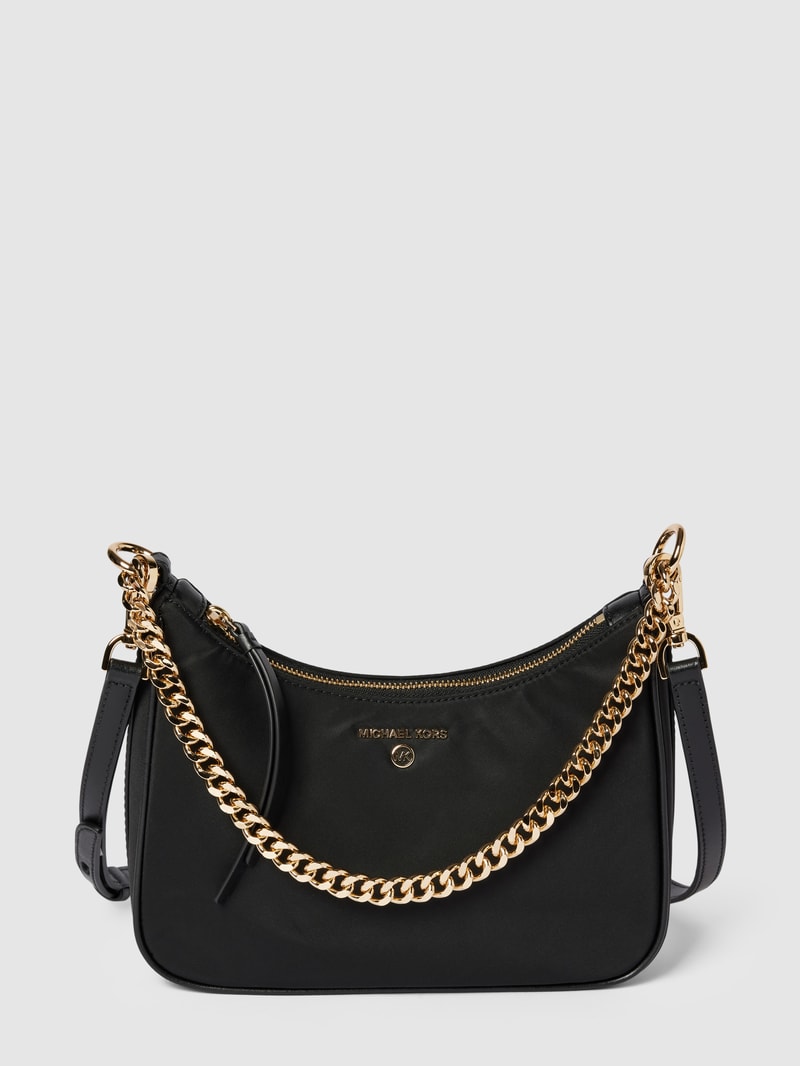 Handtasche mit Label-Applikation Modell 'POUCHETTE' in schwarz