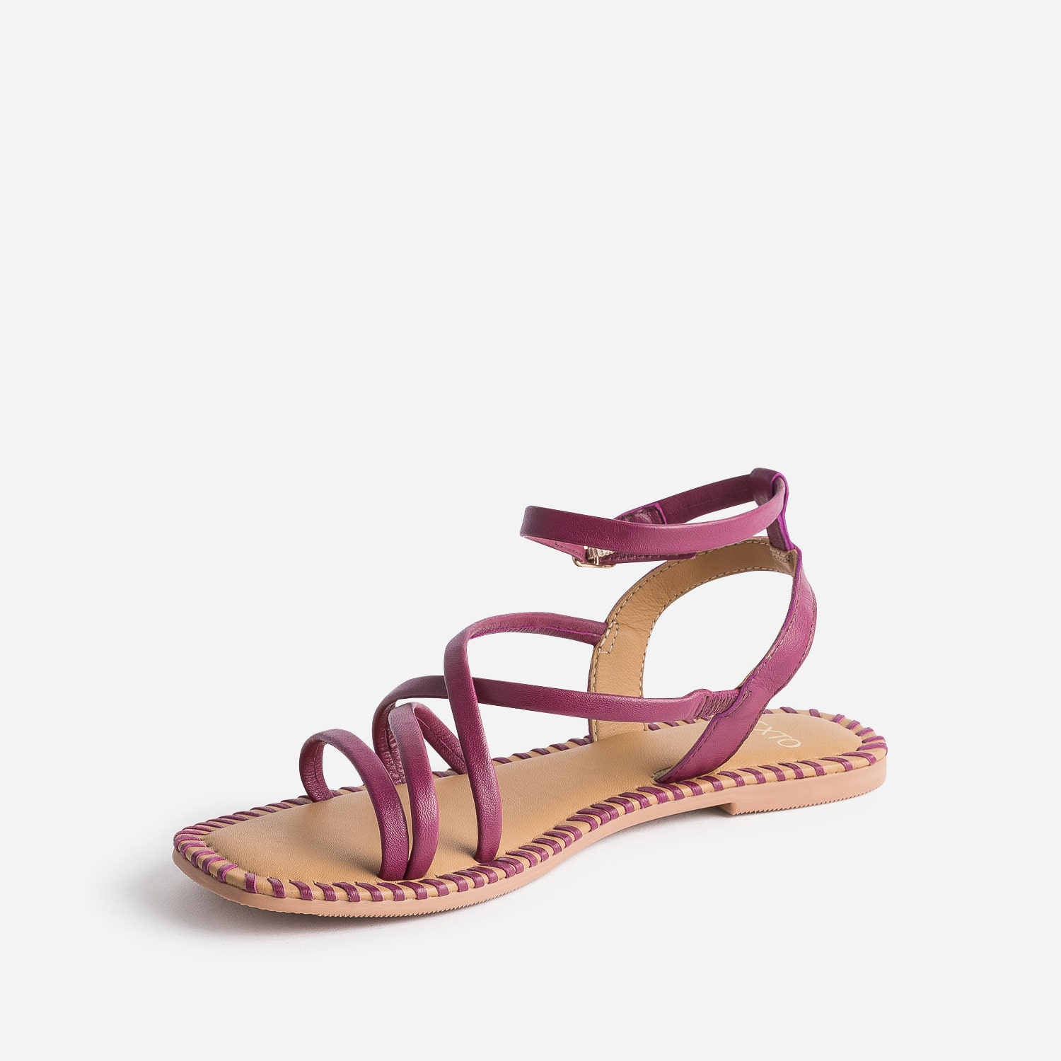 Sandale TEXTO prune en cuir