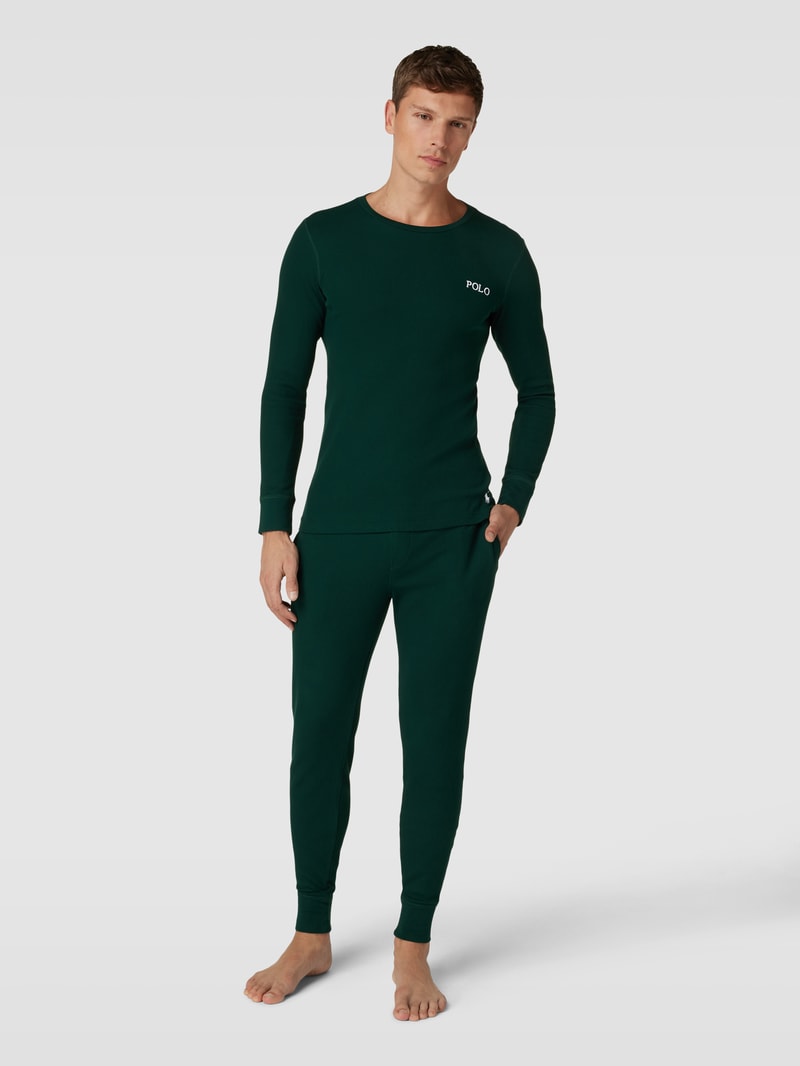 Sweatpants mit Logo-Stitching in dunkelgrün