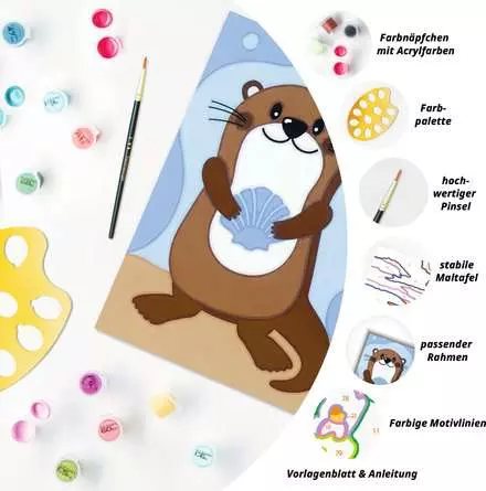 CreArt Fröhlicher Otter - Malen nach Zahlen für Kinder ab 7 Jahren