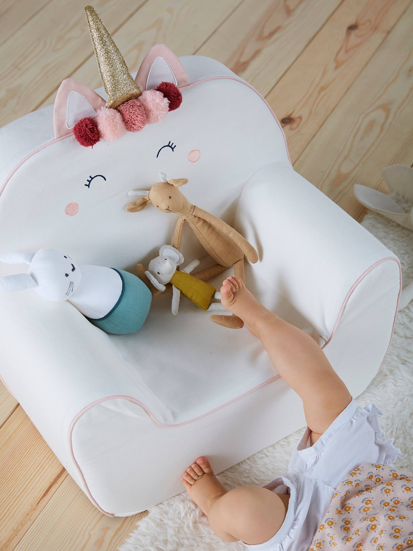 Vertbaudet Kinderzimmer Sessel EINHORN, personalisierbar - weiß