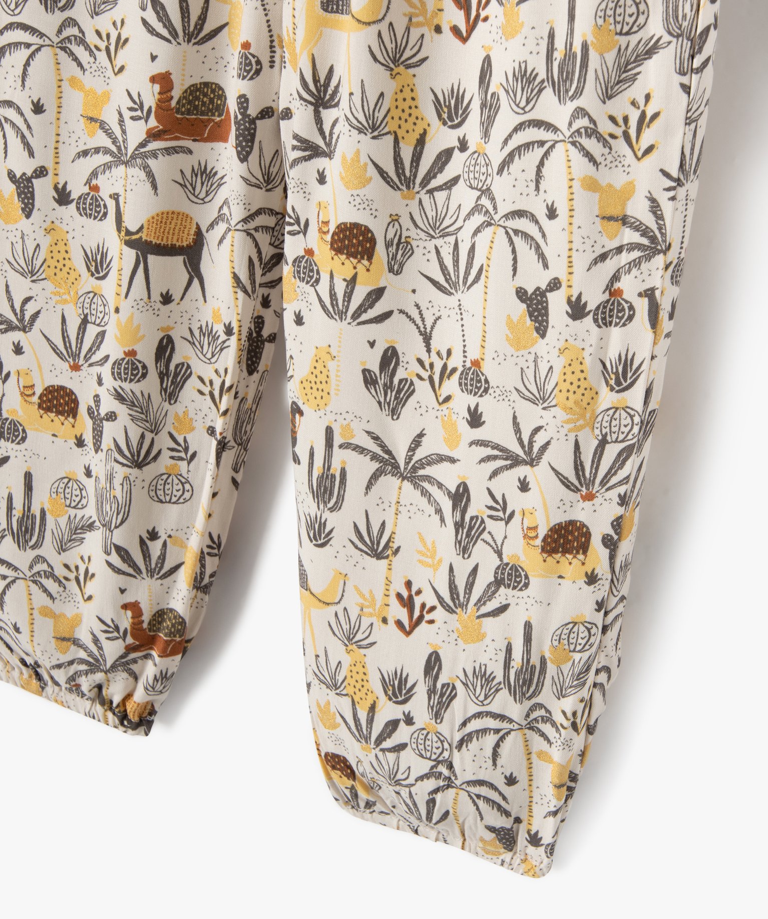 Pantalon bébé fille en maille fluide et légère imprimée beige clair | GEMO