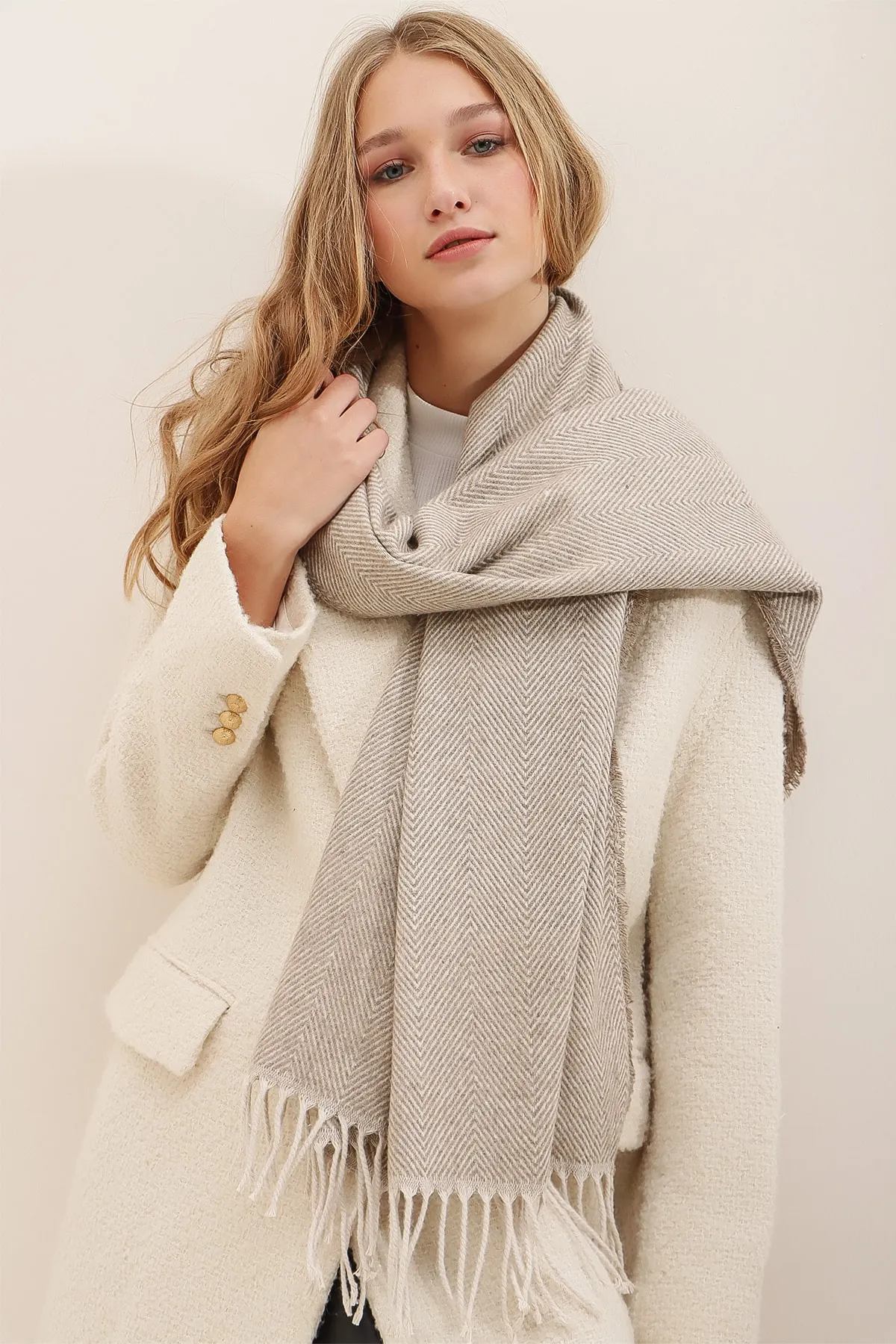Trend Alaçatı Stili  Schultertuch - Beige - Unifarben