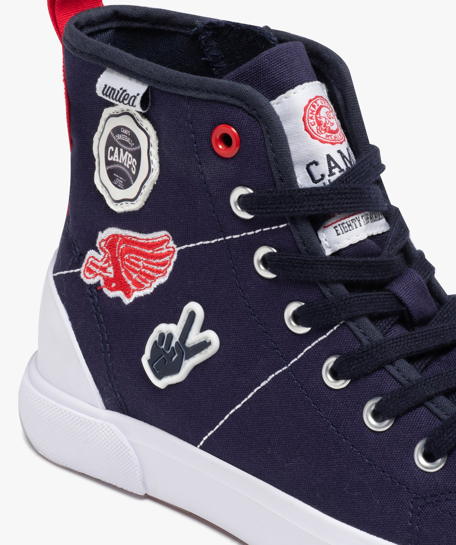 Baskets Garçon mid-cut en toile avec patchs – Camps United marine | GEMO