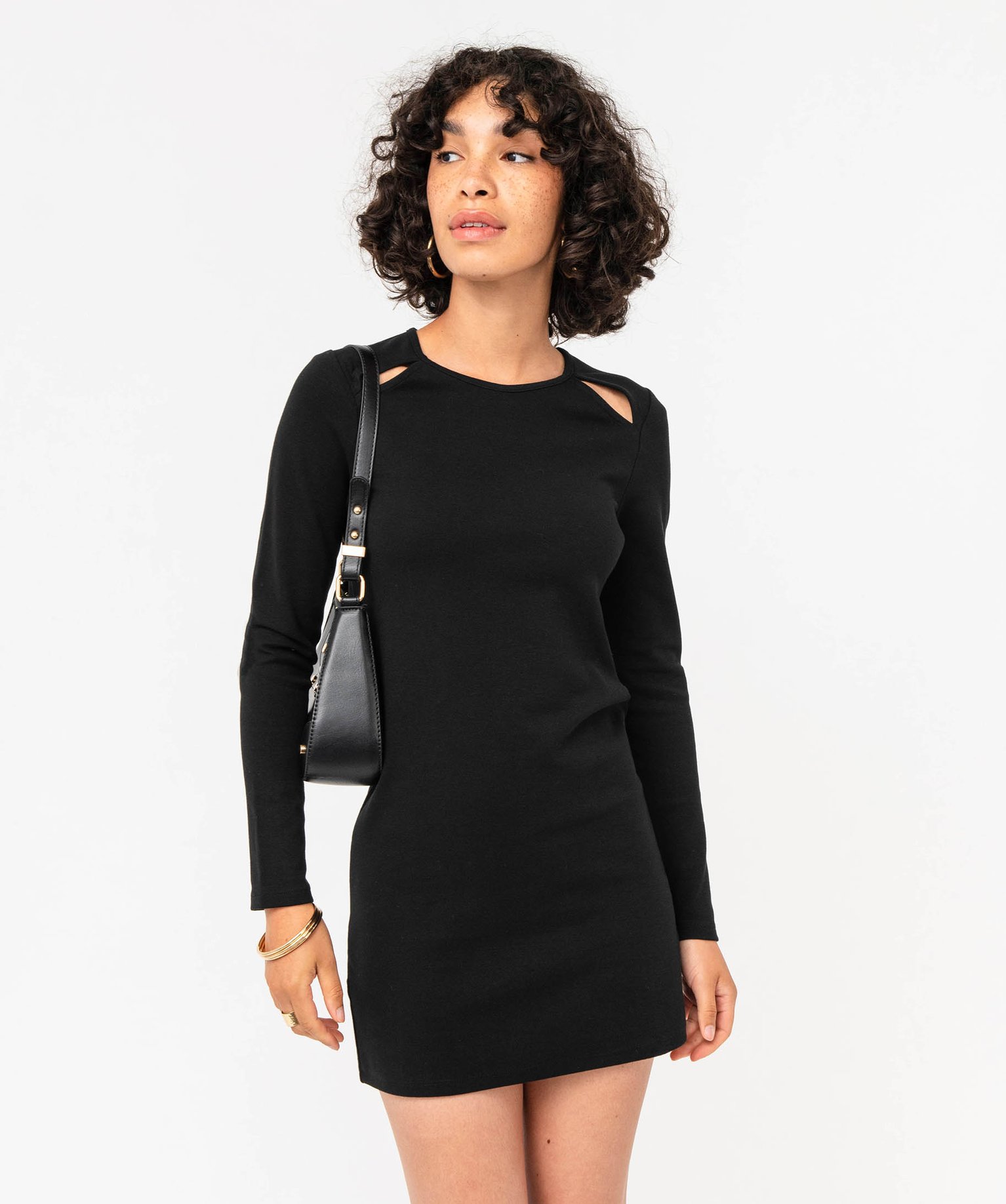 Robe en maille à manches longues femme noir | GEMO